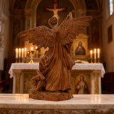 Boxwood Archangel Michael Carving: A Christmas Gift of Divine Protection