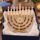 Hanukkah Menorah with Star of David – 9-Branch Candle Holder, Symbol of Faith, Hope & Miracles, Elegant Judaica Home Decor & Meaningful Jewish Gift