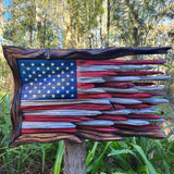 American Flag Solid Wood Engraved Wall Hanging: Independence Day Declaration of Glory
