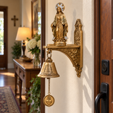 Our Lady of Grace Wall Bell – Antique Gold Marian Door Blessing Decor