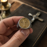 Saint Benedict Medal Stainless Steel Cross Ring