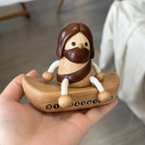Handcrafted Jesus Car Display Number Plate Ornament, Made from Walnut and Beech Wood