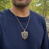 Two-Tone Armor of God Crusader Knight Protection Shield Stainless Steel Necklace