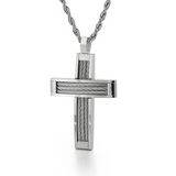 Braided Steel‑Wire Textured Cross Pendant Necklace