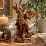 Boxwood Archangel Michael Carving: A Christmas Gift of Divine Protection