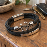 Anchor of Hope Double-Wrap Braided Leather Bracelet