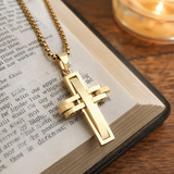 3D Interlocking Stainless Steel Cross Necklace