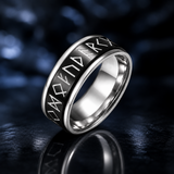 Glow In The Dark Viking Elder Futhark Rune Rotatable Spinner Stainless Steel Anxiety Relief Ring