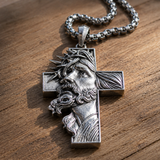 S925 Sterling Silver Jesus Crown of Thorns Cross Pendant – Christian Faith Necklace
