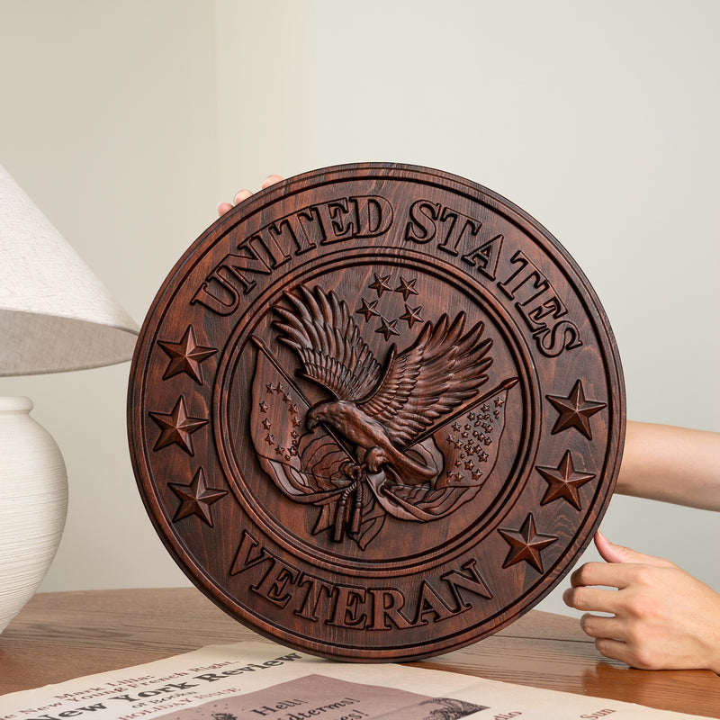 "I'm a Veteran" Roundel Woodcarving - A Tribute to All Veterans