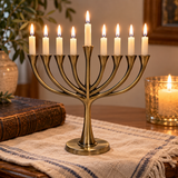 9-Branch Hanukkah Menorah – A Symbol of Faith, Hope & Divine Light | Elegant Gold, Silver, Bronze & Black Candle Holder