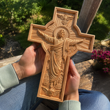 The Ascension Cross - Hand-Carved Jesus Crucifix with Holy Spirit Dove