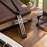 Modern Interwoven Stripe Cross Necklace – Bold Faith, Urban Style