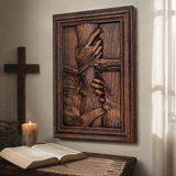 God's Redeeming Hand Beech Wood Carving Wall Decoration - product view