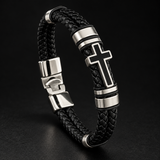 Men’s Black Braided Cross Bracelet – Christian Faith Reminder Wristband