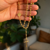Gold Plated Stainless Steel Miraculous Medal Rosary Necklace