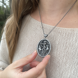 Artemis Greek Goddess Pendant Necklace, Vintage Pure Tin Mythology Necklace