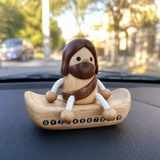 Handcrafted Jesus Car Display Number Plate Ornament, Made from Walnut and Beech Wood