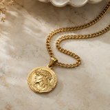 Jesus Thorn Crown Coin Necklace, 316L Titanium Steel Men Pendant