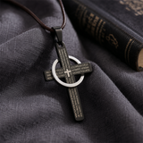 Lord’s Prayer Engraved Cross Pendant with Rotating Ring