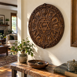Hand-Carved Beechwood Israel Heritage Wall Plaque – Star of David & Tribal Symbols