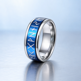 Glow In The Dark Viking Elder Futhark Rune Rotatable Spinner Stainless Steel Anxiety Relief Ring