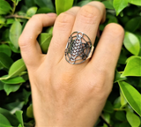 Metatron's Cube Ring Archangel Protection Women Ring Stainless Steel Jewelry
