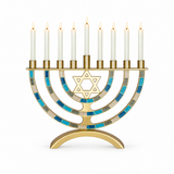 Hanukkah Menorah with Star of David – 9-Branch Candle Holder, Symbol of Faith, Hope & Miracles, Elegant Judaica Home Decor & Meaningful Jewish Gift