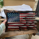 Hand-Carved Solid Wood American Flag Wall Art – Rustic Patriotic Home Decor & Veteran Gift