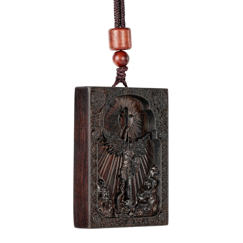 Square Archangel Michael Wooden Pendant