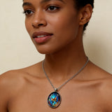 Stained Glass Butterfly Oval Pendant Necklace: A Symbol of Transformation and Radiance