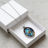 Stained Glass Butterfly Oval Pendant Necklace: A Symbol of Transformation and Radiance