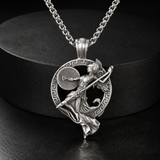Athena Greek Goddess Pendant Necklace, Vintage Pure Tin Men’s Necklace