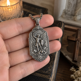 Saint Michael the Archangel 925 Sterling Silver Pendant Necklace—Christian Medal Featuring Sword and Shield Motifs
