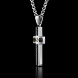 Braided Inlay Cross Necklace – Modern Christian Pendant for Men
