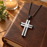 Layered Cross Necklace – Titanium Steel Christian Pendant