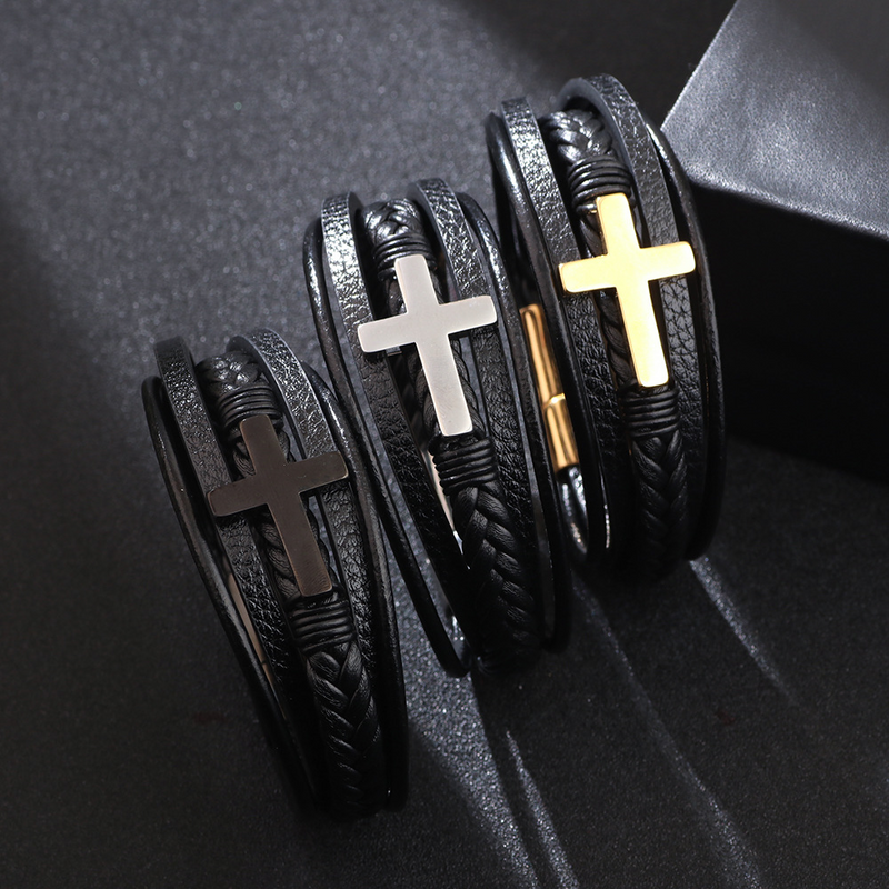 Handmade personalized cross bracelet in high quality leather