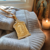 Our Lady of Guadalupe Temple‑Style Rhinestone Inlaid Stainless Steel Necklace