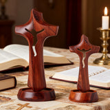 Handcrafted Wooden Jesus Cross with Magnetic Base - A Timeless Symbol of Faith for Home & Altar