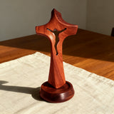 Handcrafted Wooden Jesus Cross with Magnetic Base - A Timeless Symbol of Faith for Home & Altar