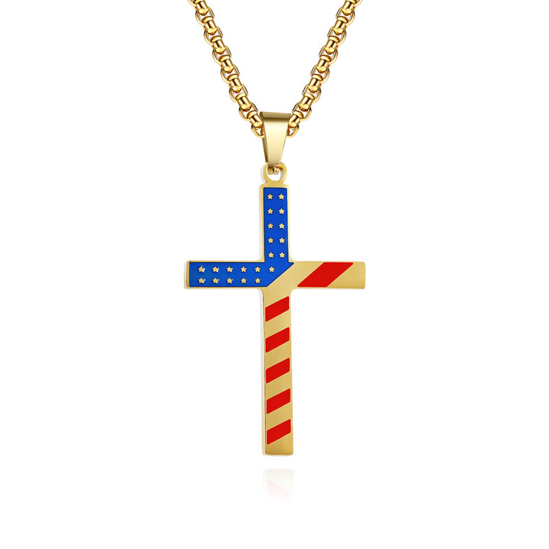 American Flag Cross Necklace