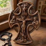 Hand-Carved Beechwood “Hand of Redemption” Crucifix | The Passion and Divine Grace of Christ