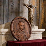 Pope Francis Hand-Carved Beechwood Wall Plaque