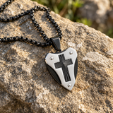 Titanium Steel Shield of Faith Cross Pendant | Protective Christian Jewelry