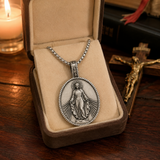 Pure Tin Miraculous Medal Virgin Mary Necklace