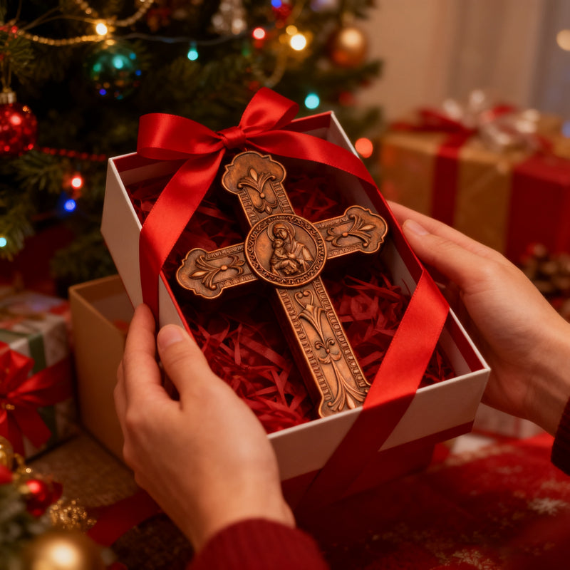 Wooden crucifix of the Virgin, Virgin Mary, Baby Jesus, religious wooden icon, wall crucifix, wall decoration