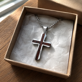 Christian Cross Necklace – Solid Rosewood & Titanium Steel Faith Pendant