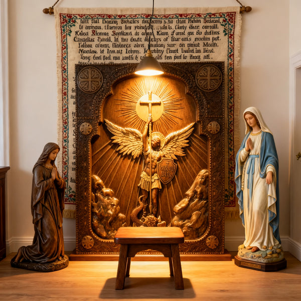 Bgcopper Archangel Michael Square Wooden Icon Religious Gifts - Best Wood Carving Wall Decor