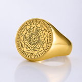 Vintage Titanium Seven Archangel Signet Ring - Amulet Against Evil Eyes, Curses, Spells