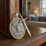 The Protection Amulet of St. Michael Archangel with a Sword Pendant Necklace